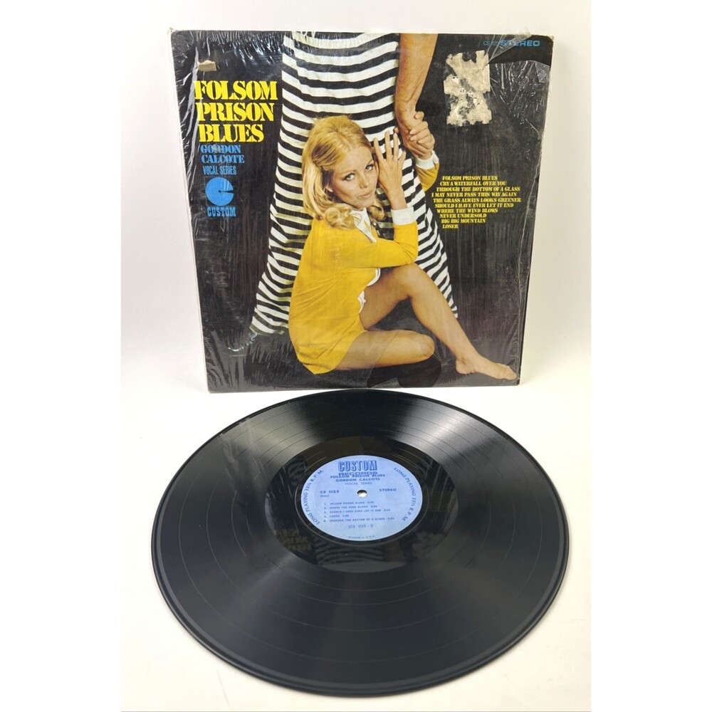 Folsom Prison Blues - Gordon Calcote LP Record 1968 Custom Records Folk Pop